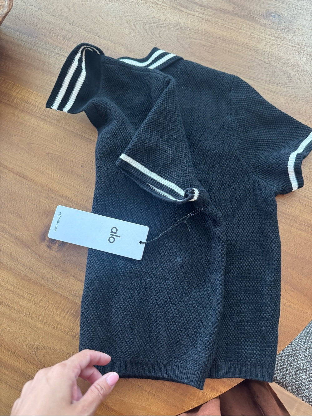 NWT large ALO Tennis Club knit Polo Crop Top - Picture 4 of 10